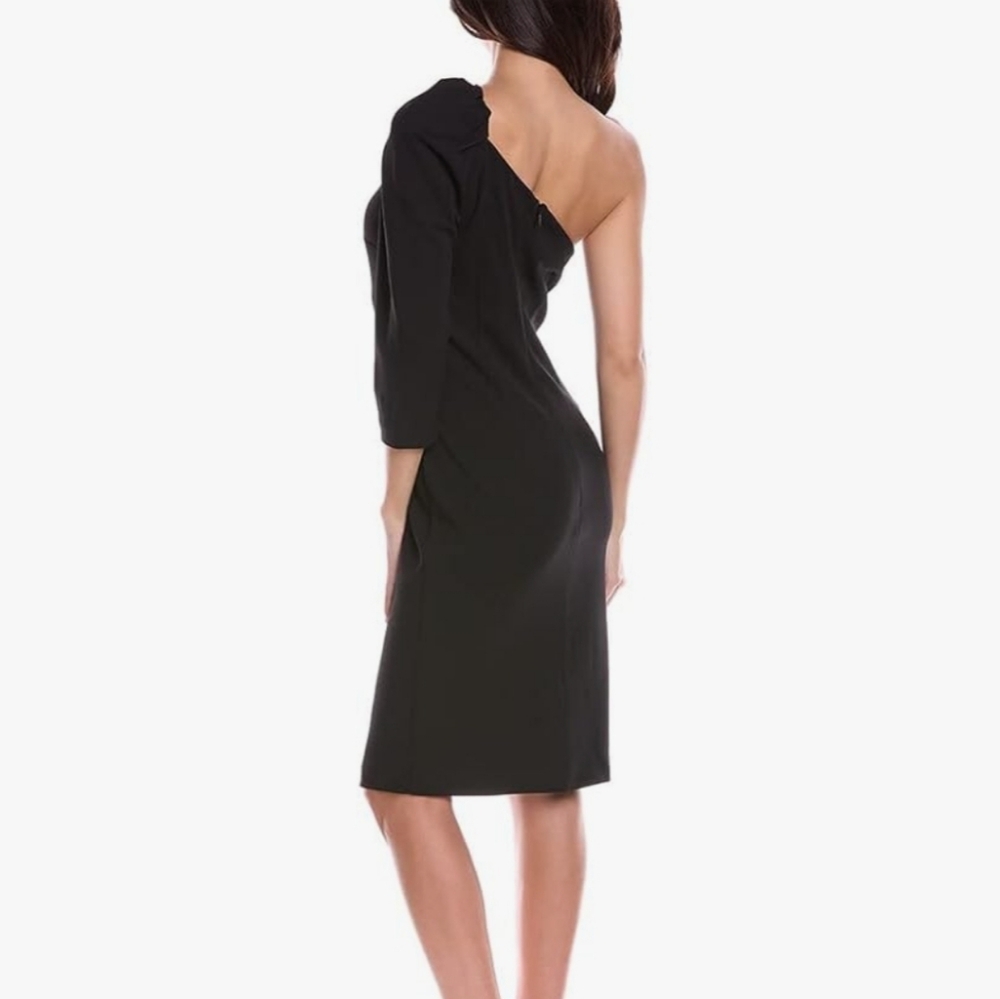 Trina Turk One Shoulder Fancy LBD Little Black Dress XS 2 - Picture 2 of 7